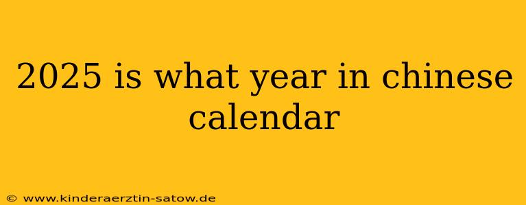 2025 is what year in chinese calendar