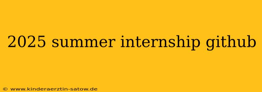 2025 summer internship github