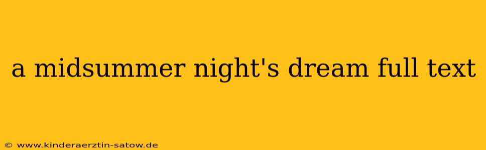 a midsummer night's dream full text