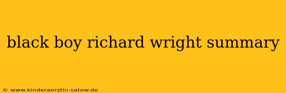 black boy richard wright summary
