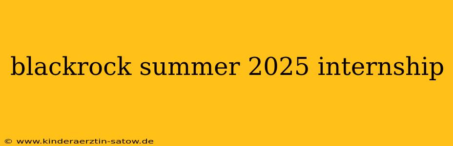 blackrock summer 2025 internship