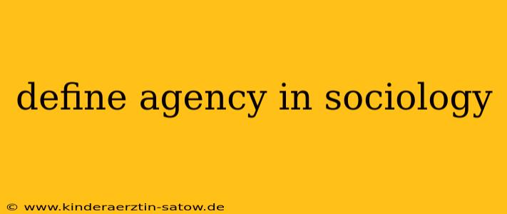define agency in sociology