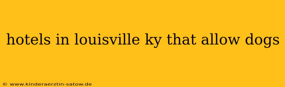hotels in louisville ky that allow dogs