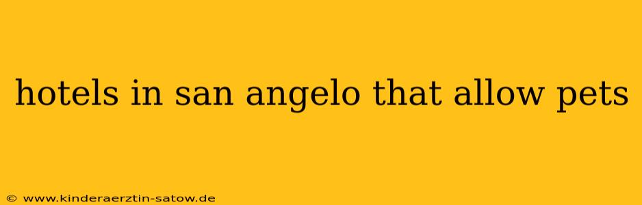 hotels in san angelo that allow pets