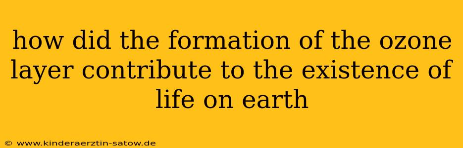 how did the formation of the ozone layer contribute to the existence of life on earth