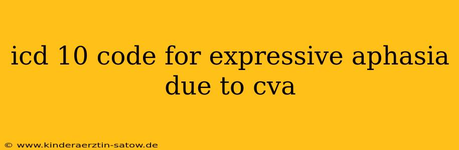 icd 10 code for expressive aphasia due to cva