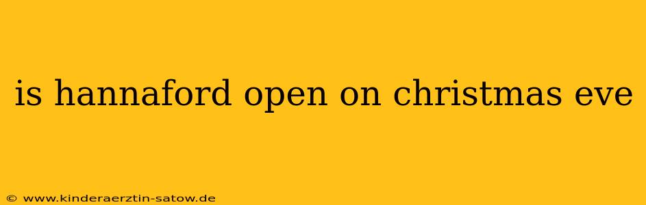 is hannaford open on christmas eve