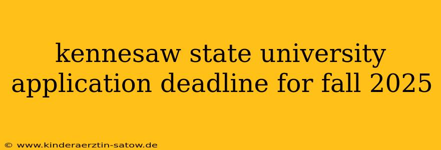 kennesaw state university application deadline for fall 2025