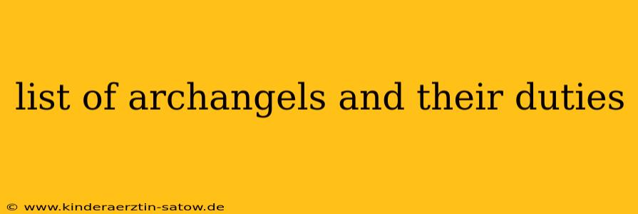 list of archangels and their duties