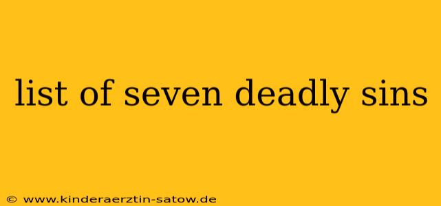 list of seven deadly sins