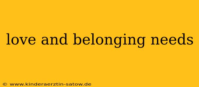 love and belonging needs