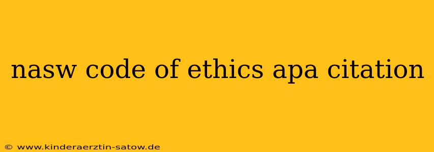 nasw code of ethics apa citation
