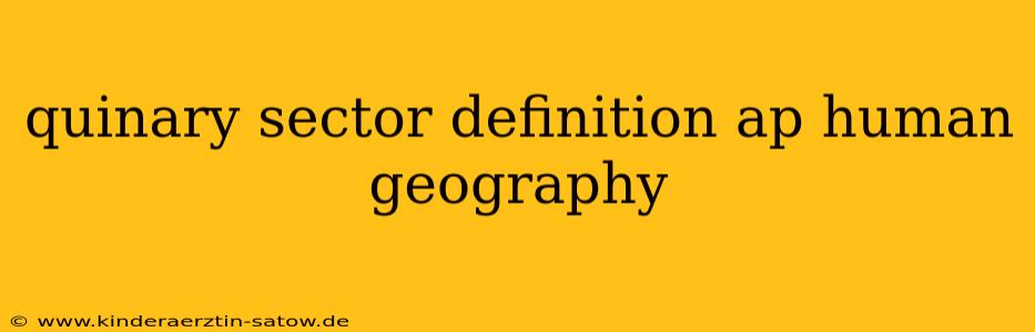 quinary sector definition ap human geography