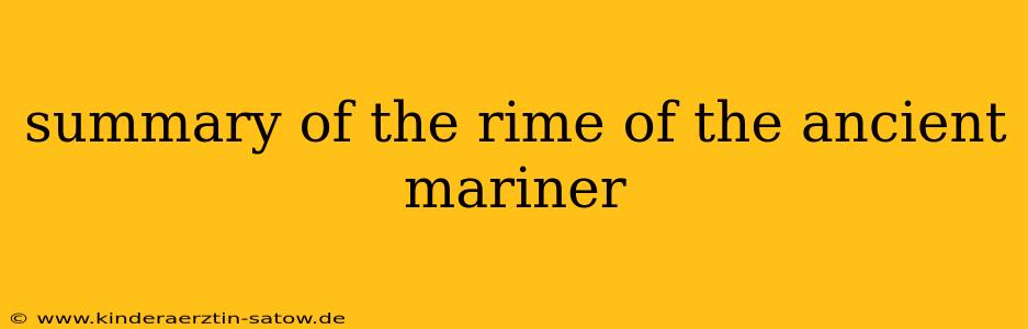 summary of the rime of the ancient mariner