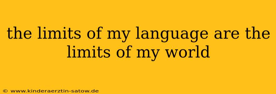 the limits of my language are the limits of my world