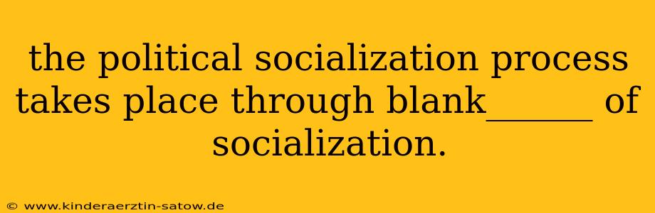 the political socialization process takes place through blank______ of socialization.