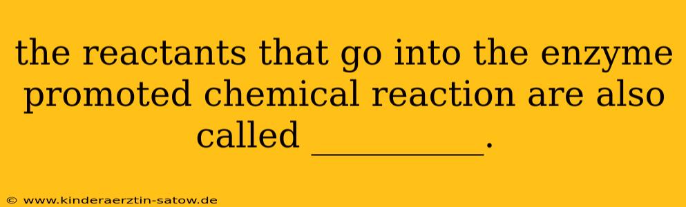 the reactants that go into the enzyme promoted chemical reaction are also called __________.