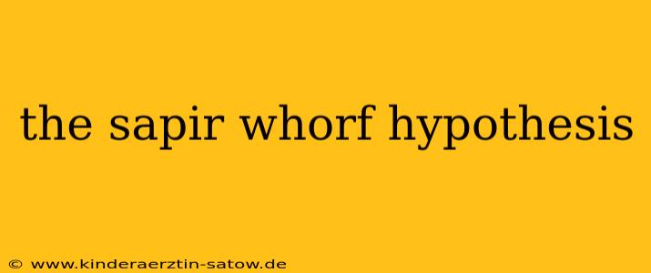 the sapir whorf hypothesis