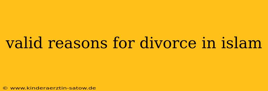 valid reasons for divorce in islam