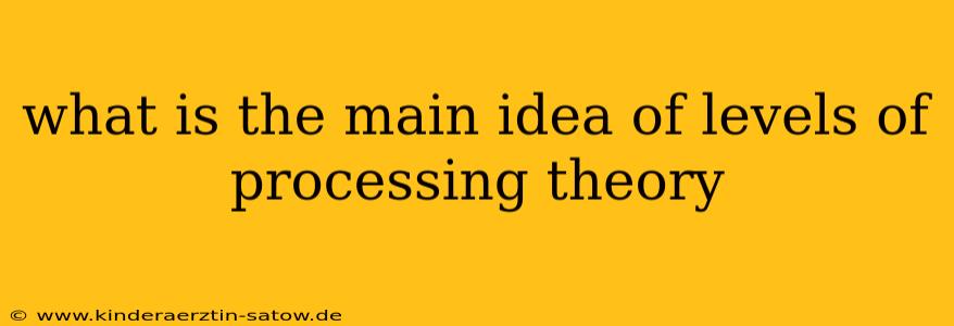 what is the main idea of levels of processing theory