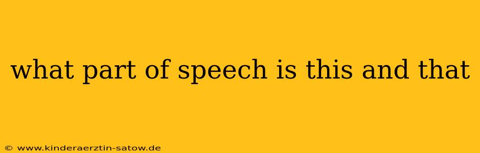 what part of speech is this and that